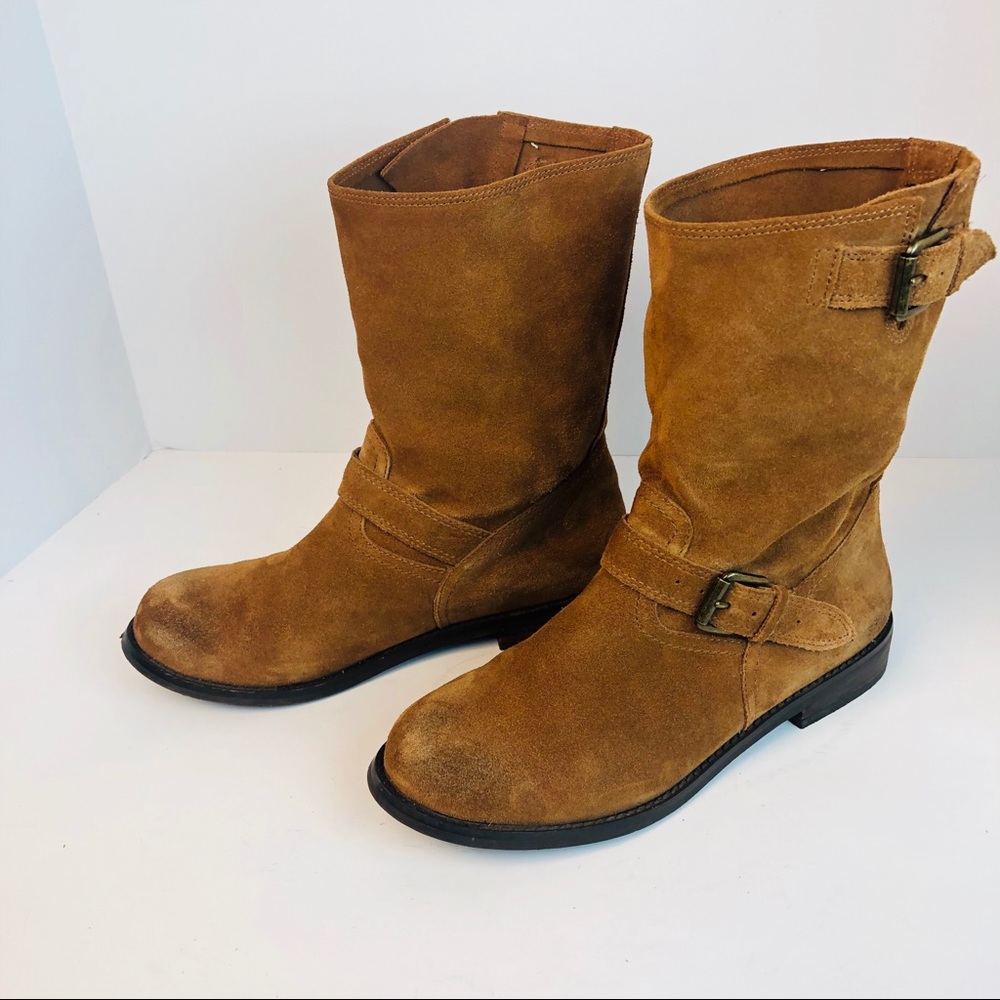 Report suede buckle low suede boots size 8.5